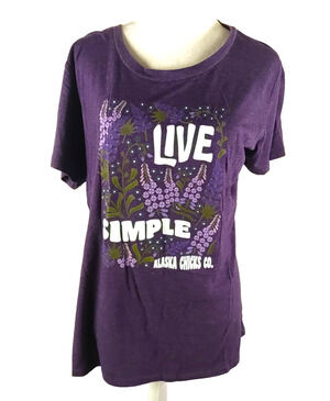 Tech Styles Women's T Shirt Purple Size XL Live Simple Alaska Chicks Co.